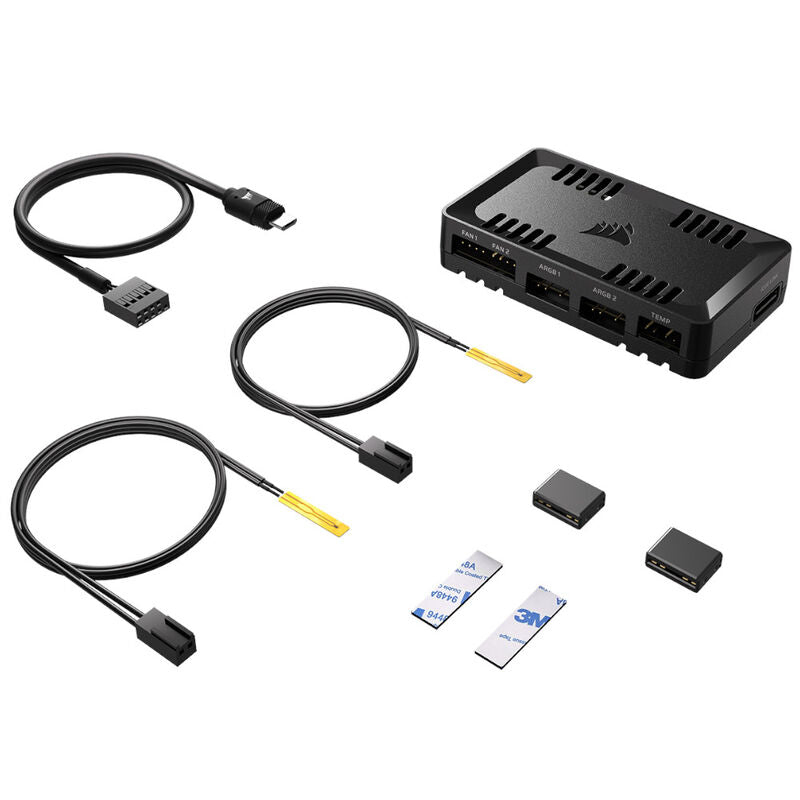 Corsair Commander Duo ARGB viftestyring iCUE LINK svart komplett pakke