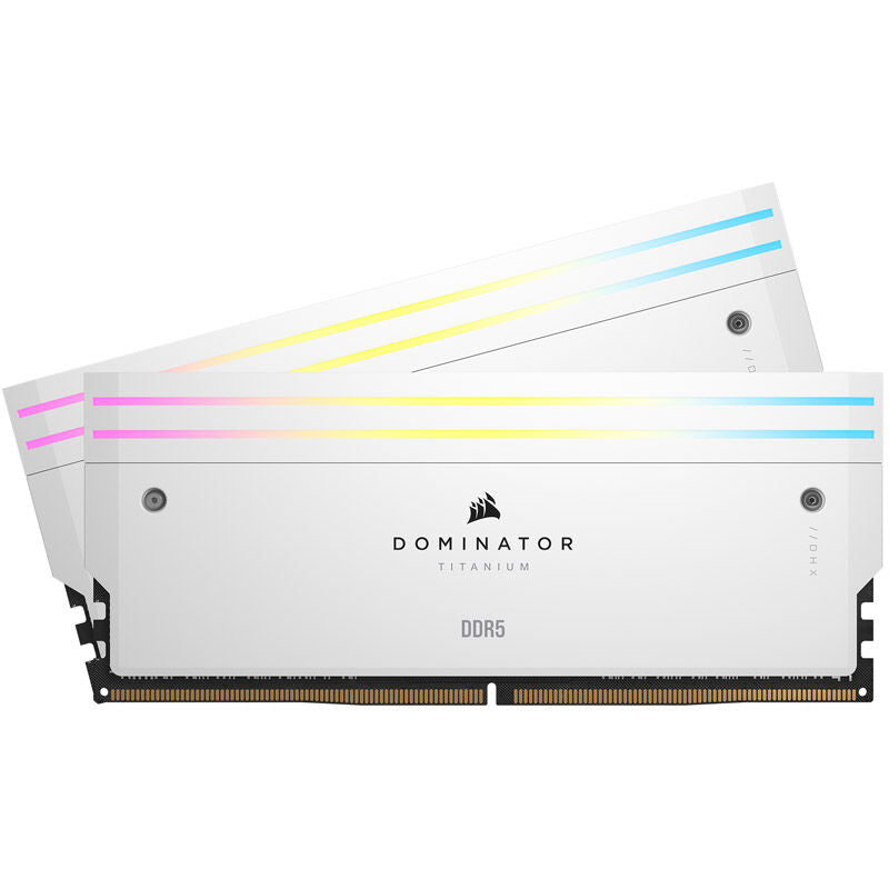 Bakside av Corsair Dominator Titanium DDR5-6000 CL30 RAM 32 GB RGB hvit