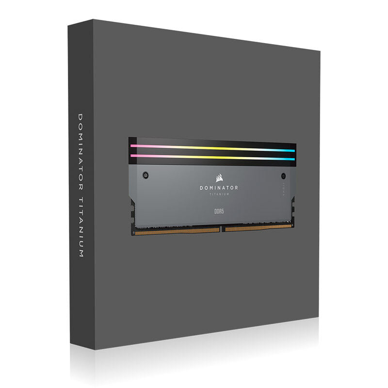 Corsair Dominator Titanium DDR5-6000 CL30 RGB RAM 64 GB grå sideprofil