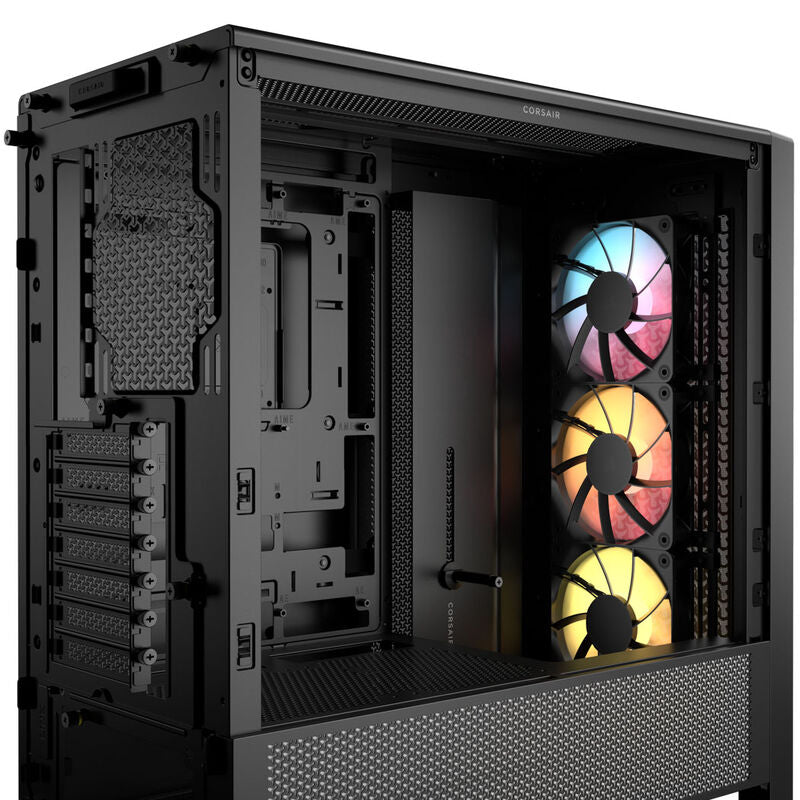 Detalj av herdet glass sidepanel på Corsair Frame 4000D RS ARGB kabinett