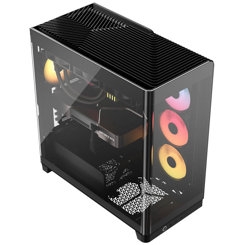 Corsair FRAME 4500X RS-R ARGB kabinett montert med RGB-belysning