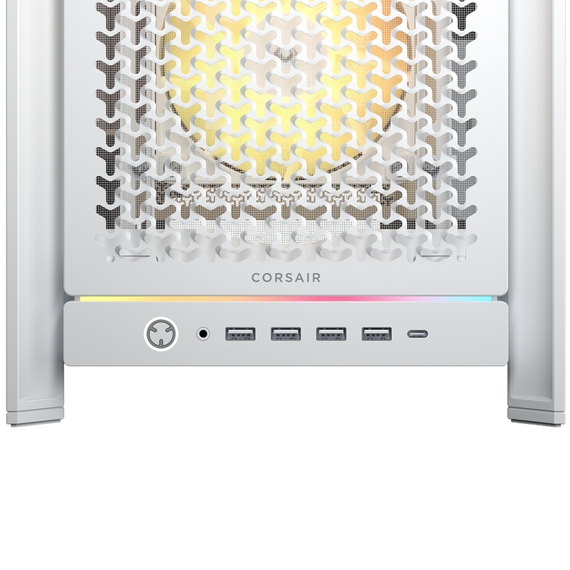 Corsair Frame 5000D RS ARGB kabinett midtårn hvit nærbilde vifte
