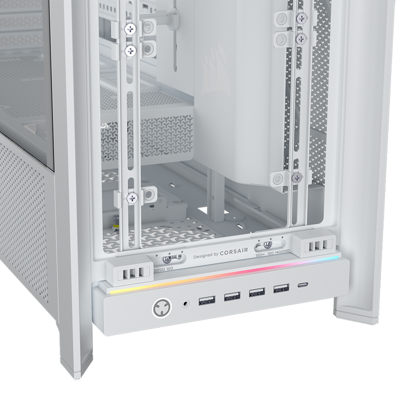 Corsair Frame 5000D RS ARGB kabinett midtårn hvit USB-porter