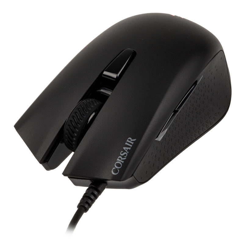 Nærbilde av knapper på Corsair Harpoon RGB Pro kablet gamingmus