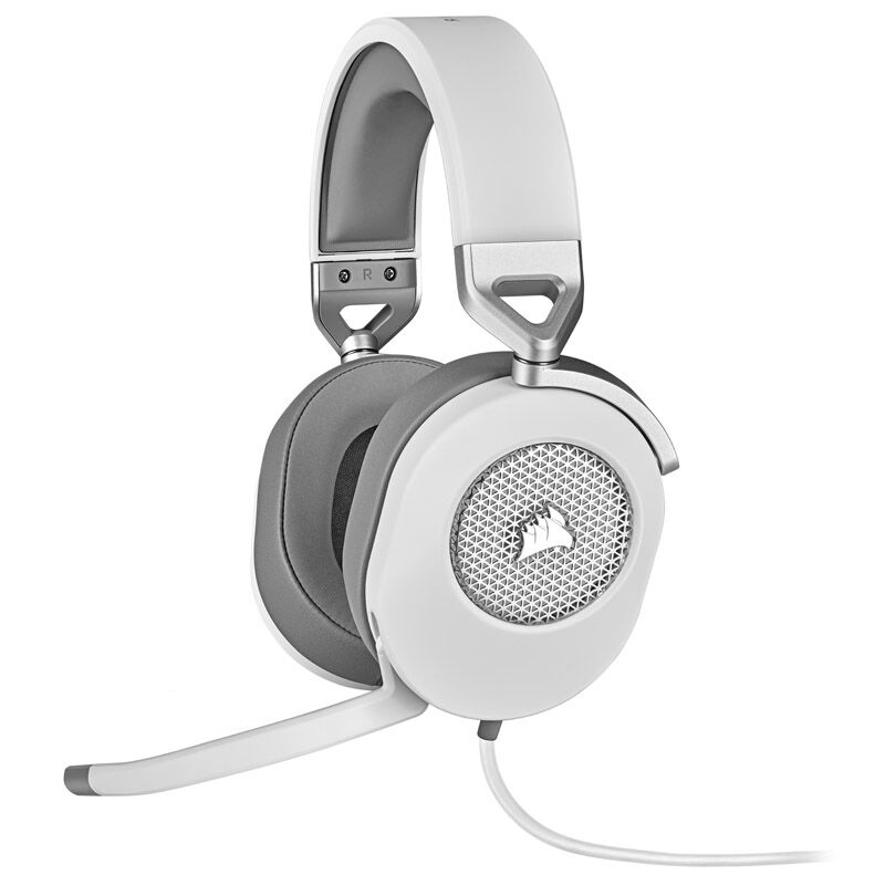 Bakside av Corsair HS65 Surround headset 7.1 50 mm hvit
