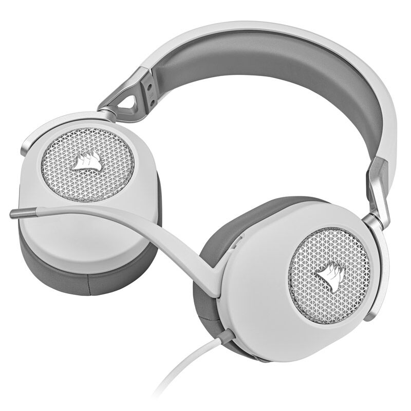 Montert Corsair HS65 Surround headset 7.1 50 mm hvit på hode