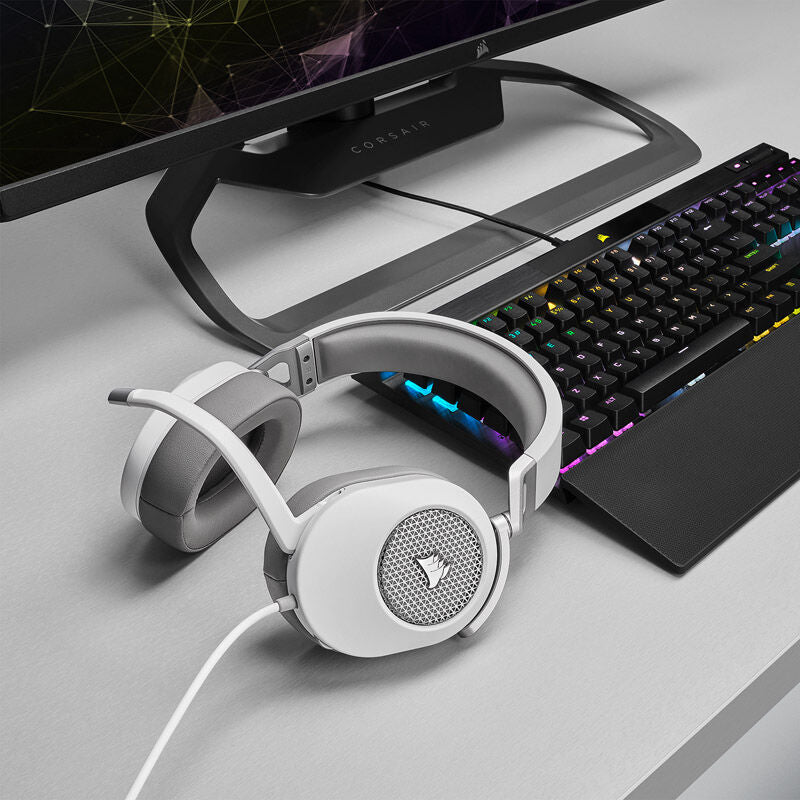 Volumkontroll på Corsair HS65 Surround headset 7.1 50 mm hvit