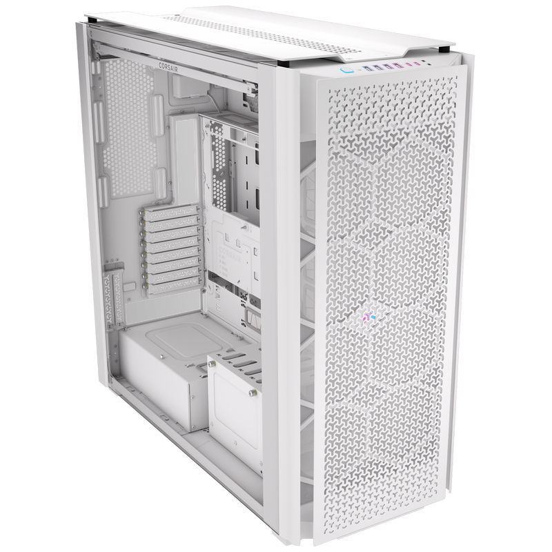 Corsair iCUE 9000D RGB Airflow kabinett hvit E-ATX bakside
