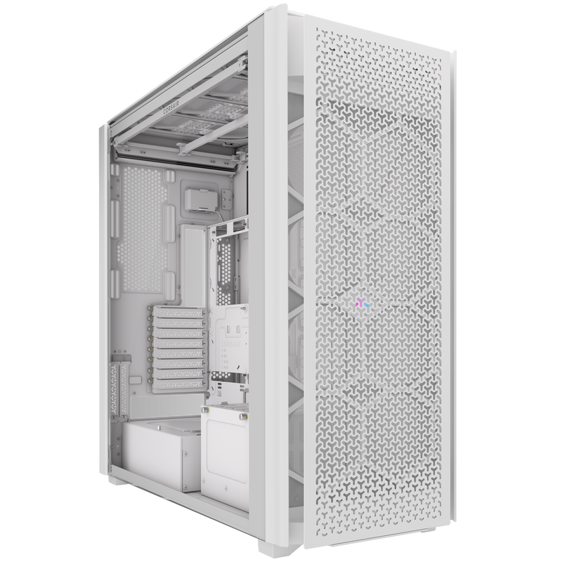 Corsair iCUE 9000D RGB Airflow fulltårn kabinett hvit E-ATX forfra