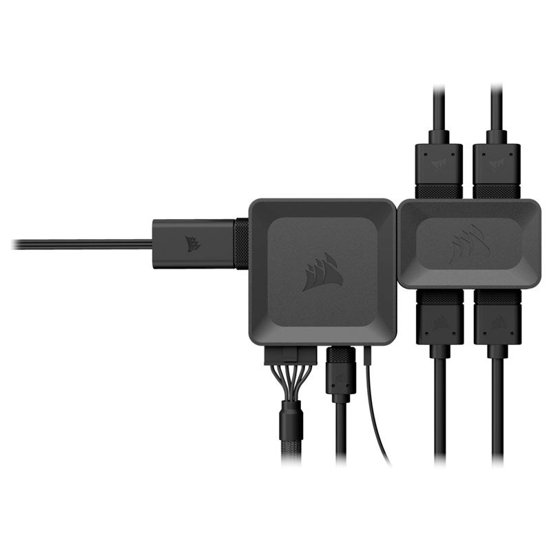 Detaljbilde av Corsair iCUE LINK 4-veis splitter svart