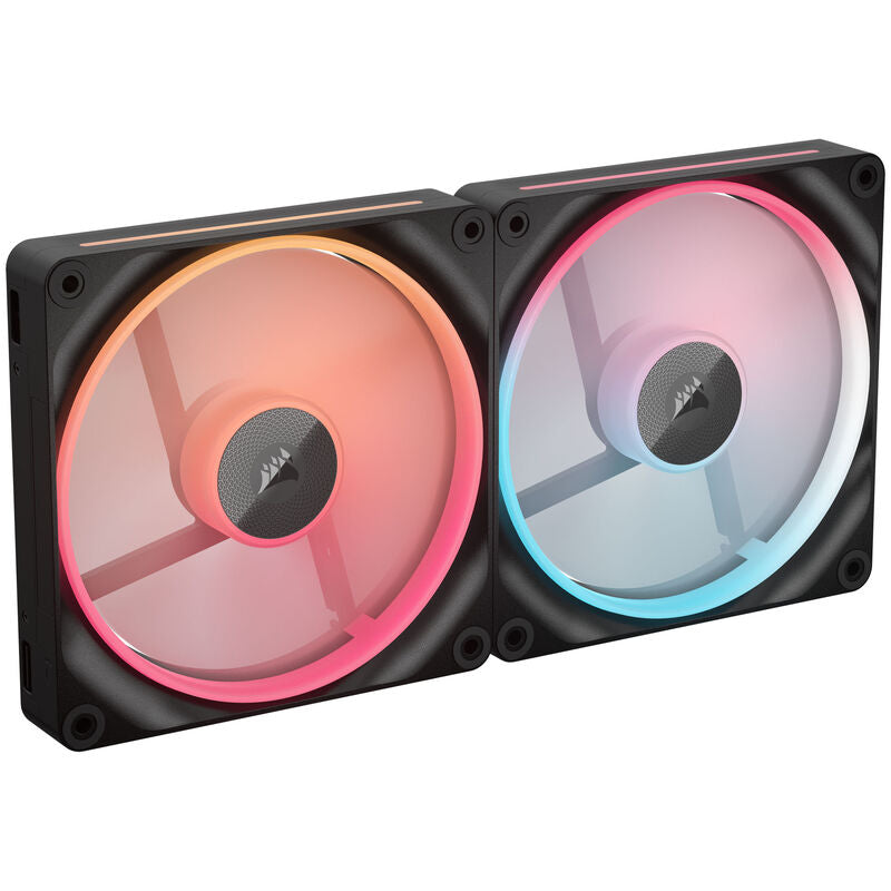 Nærbilde av Corsair iCUE Link LX140-R RGB PWM vifte 2-pack 140 mm hvit