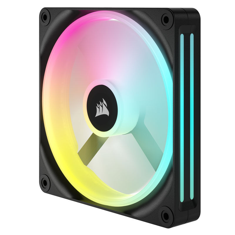 Nærbilde av Corsair iCUE LINK QX140 RGB vifte 140 mm PWM svart RGB-lys