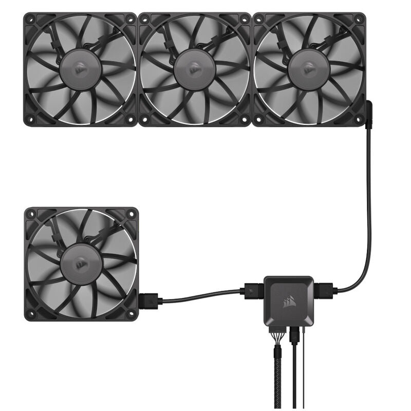 Corsair iCUE LINK RX120 PWM vifte 120 mm svart kabeltilkobling