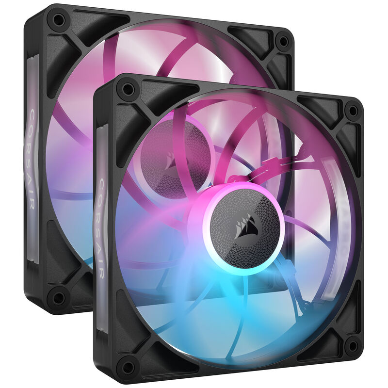 Corsair iCUE LINK RX140 MAX RGB PWM vifte 2-pack 140 mm hvit forfra
