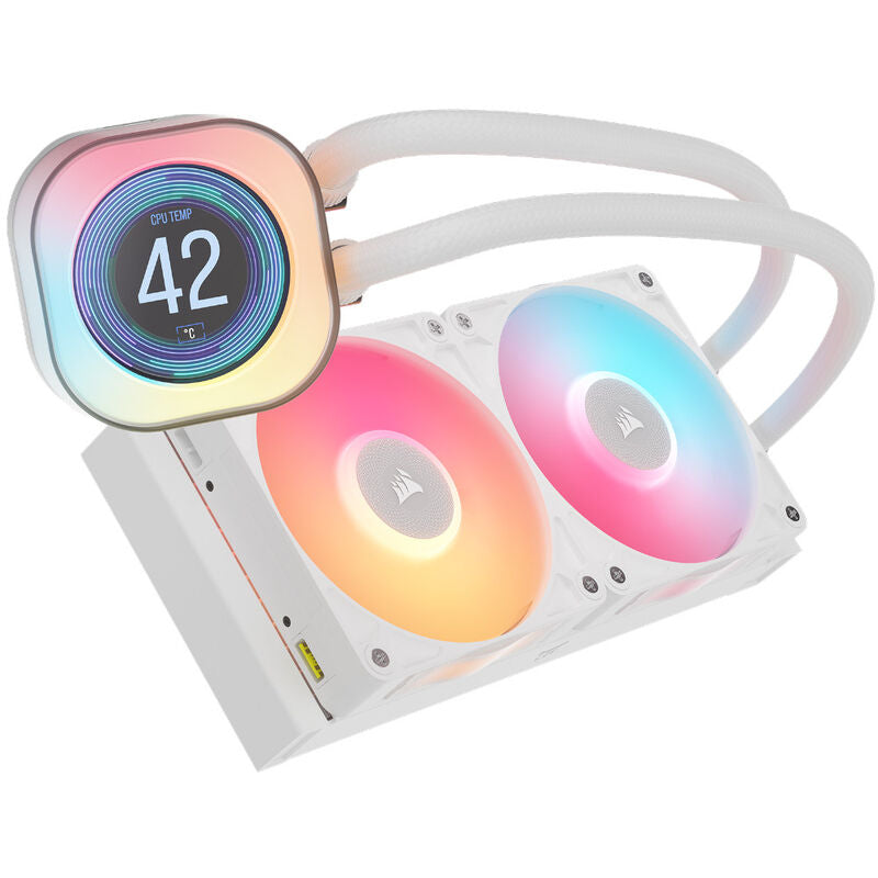 Corsair iCUE LINK Titan 240 RX LCD AIO vannkjøling hvit bakside
