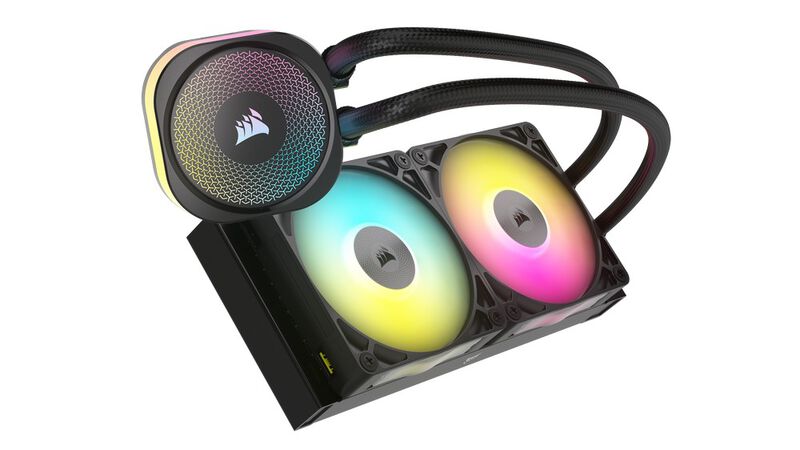 Bakside av Corsair iCUE LINK Titan 240 RX RGB AIO vannkjøling