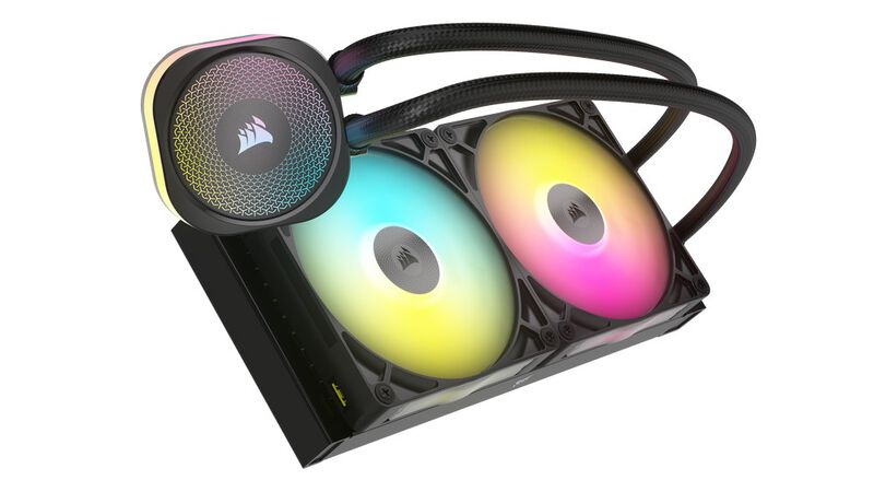 Bakside av Corsair iCUE LINK Titan 280 RX RGB AIO vannkjøling