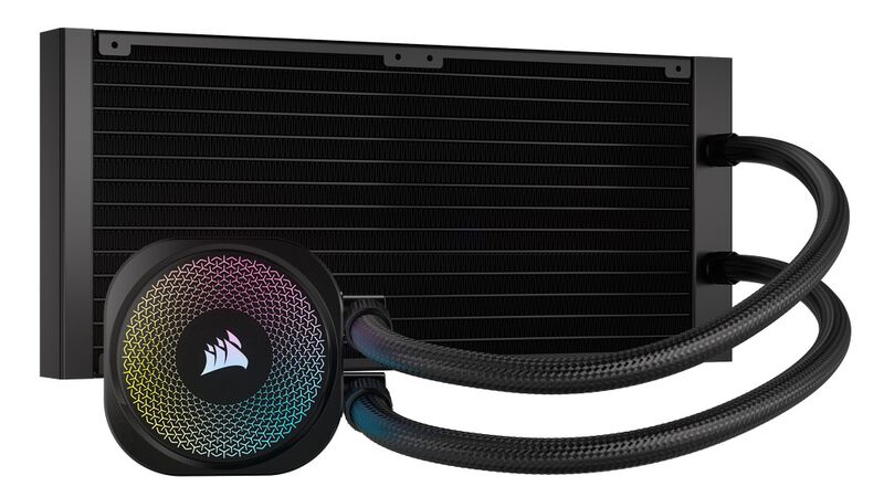 Detalj av pumpe og RGB-lys på Corsair iCUE LINK Titan 280 RX RGB AIO