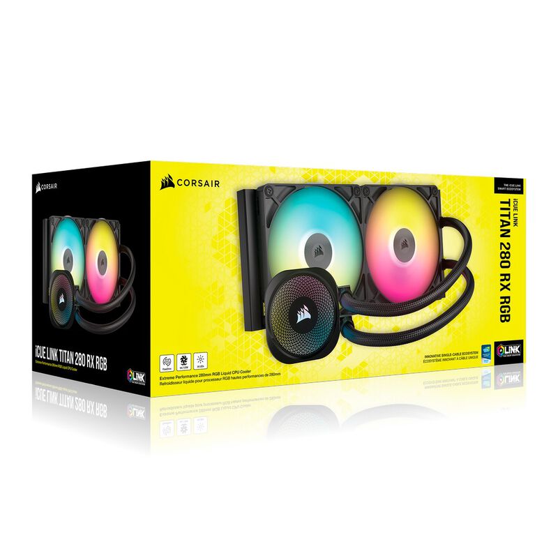 Oversikt over Corsair iCUE LINK Titan 280 RX RGB AIO komponenter