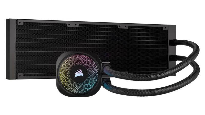 Detalj av RGB-lys på Corsair iCUE LINK Titan 360 RX RGB AIO vannkjøling