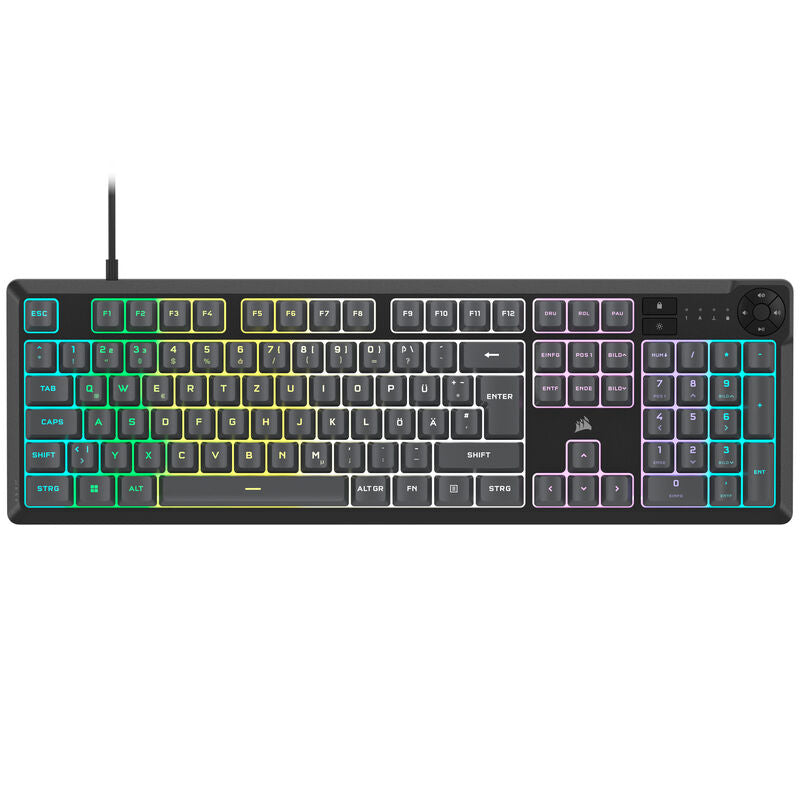 Detaljbilde av Corsair K55 Core RGB gamingtastatur knapper