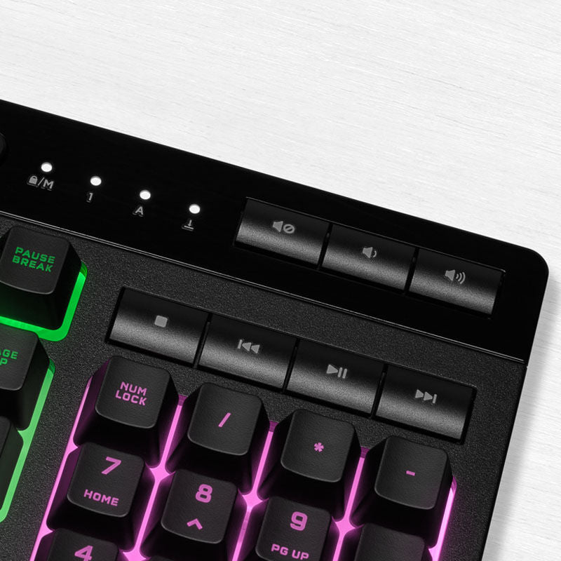 Multimedietaster på Corsair K55 RGB PRO gamingtastatur