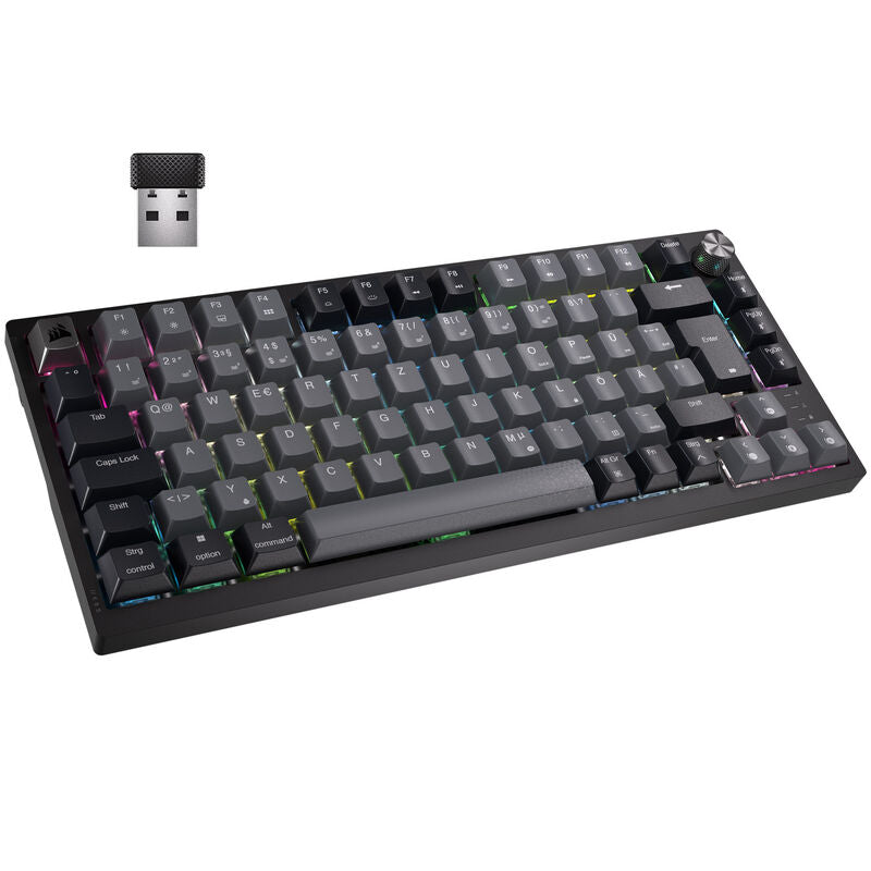 Corsair K65 Plus Wireless 75% gamingtastatur RGB MLX Red svart forfra