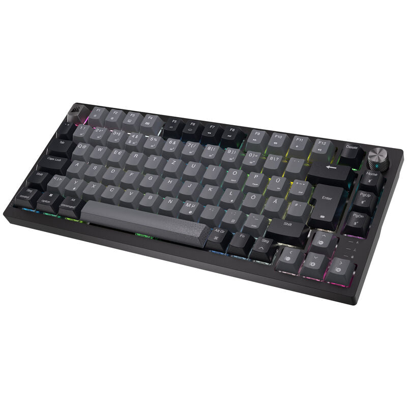 Detalj av RGB-belysning på Corsair K65 Plus Wireless 75% gamingtastatur RGB MLX Red svart