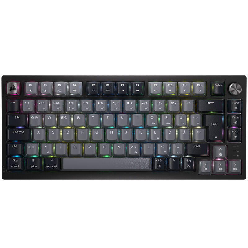 Detalj av Corsair K65 Plus Wireless TKL gamingtastatur 75% MLX Fusion svart taster