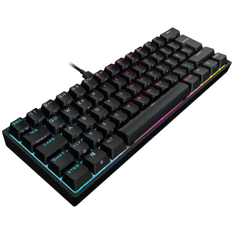 Corsair K65 RGB Mini gamingtastatur 60% MX Speed Silver forfra