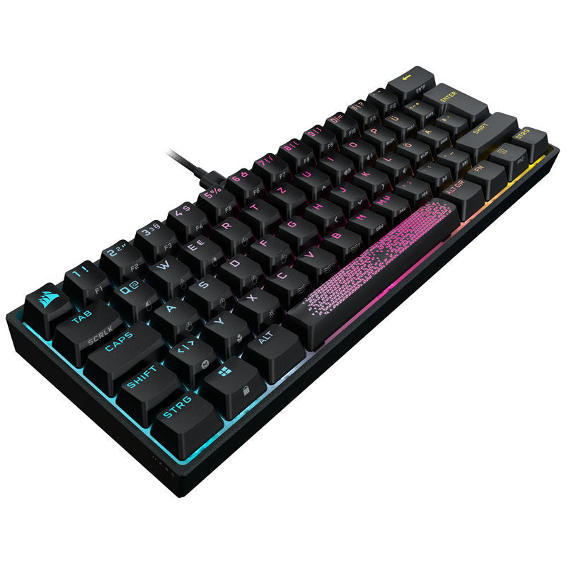 Corsair K65 RGB Mini gamingtastatur 60% MX Speed Silver bakside
