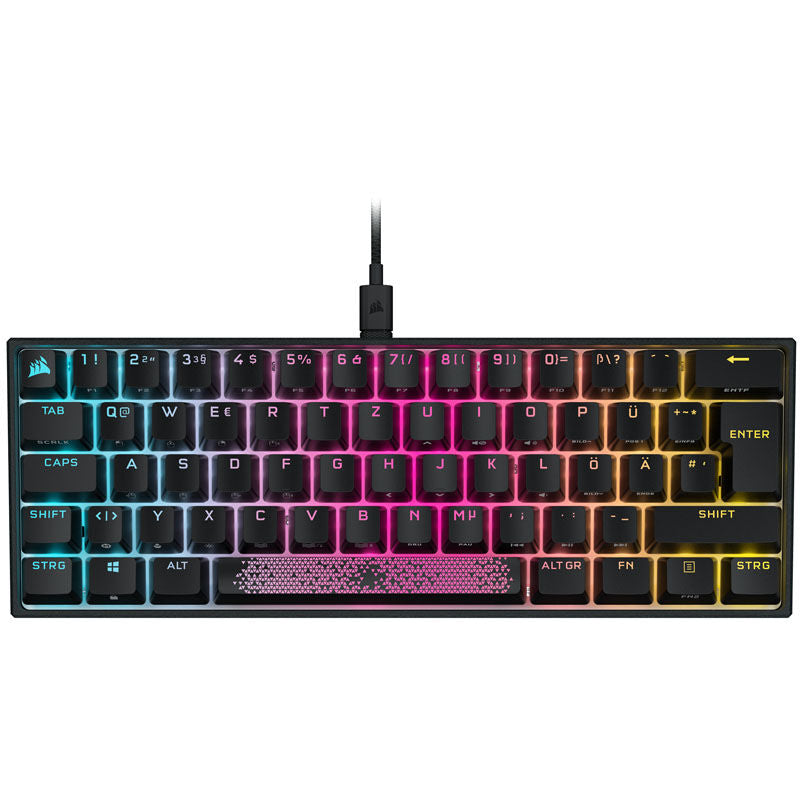 Detalj av Cherry MX Speed Silver-svitsjer på Corsair K65 RGB Mini