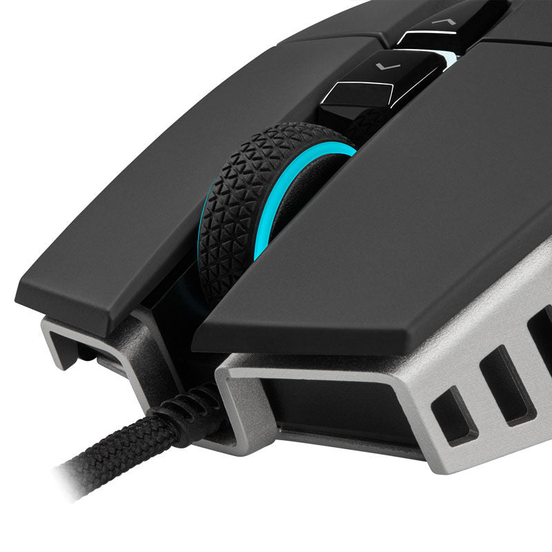 Nærbilde av knapper på Corsair M65 RGB Ultra gamingmus 26K DPI RGB svart