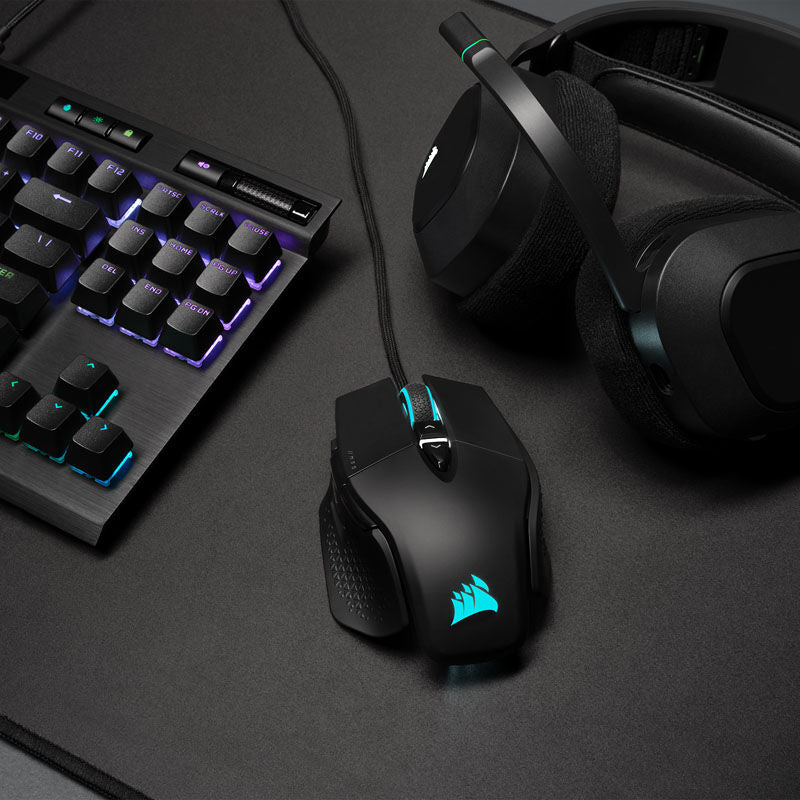 Corsair M65 RGB Ultra gamingmus 26K DPI RGB svart detalj av scrollhjul