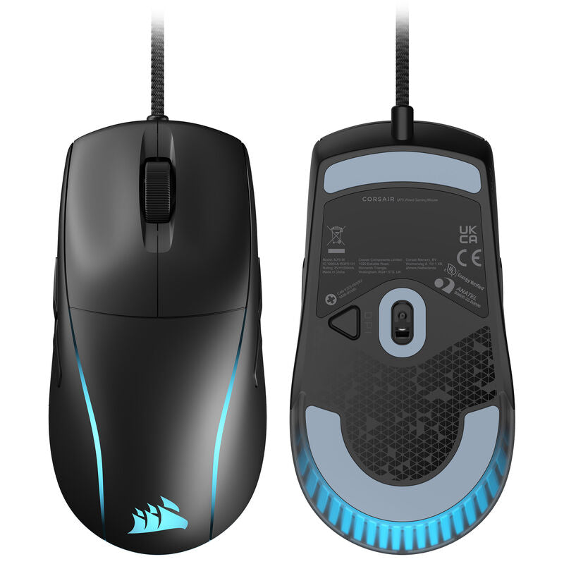 Nærbilde av knappene på Corsair M75 Lightweight trådløs gamingmus 26K DPI svart