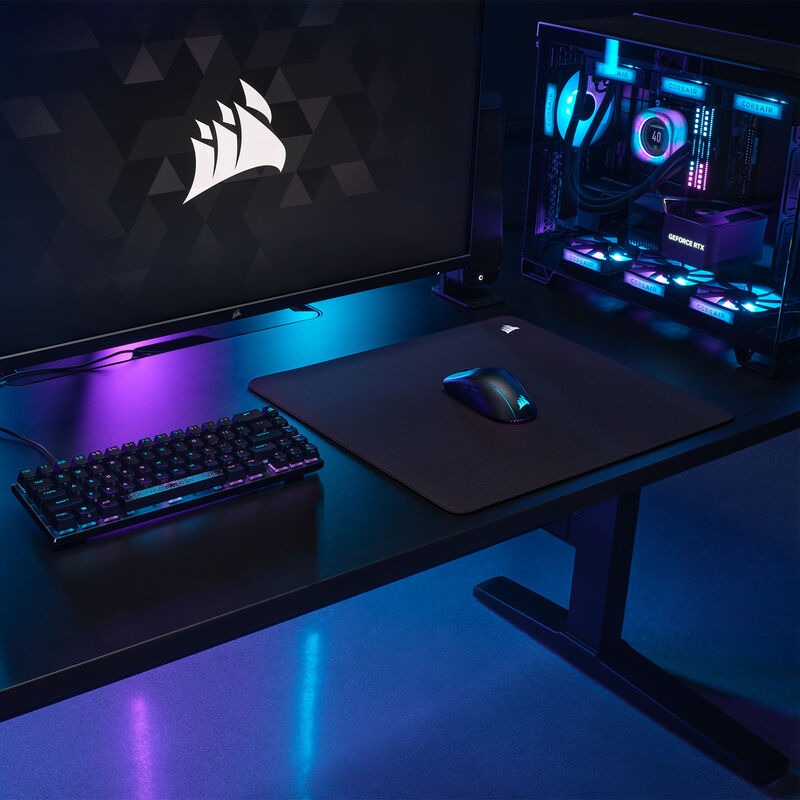 Corsair MM500 v2 hybrid gamingmusematte kant detalj svart