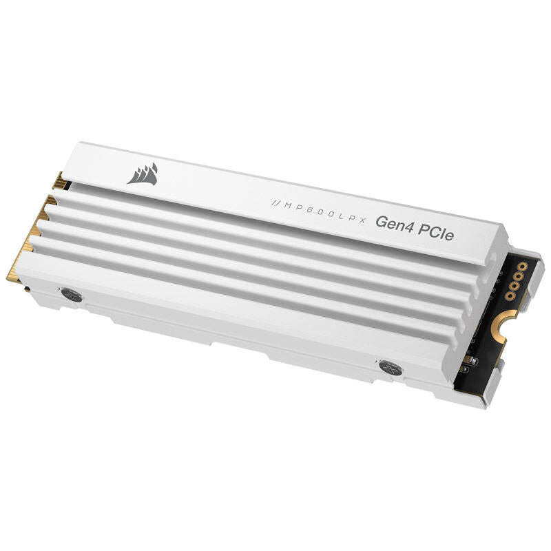 Detalj av Corsair MP600 Pro LPX NVMe SSD 4 TB PCIe 4.0 M.2 hvit