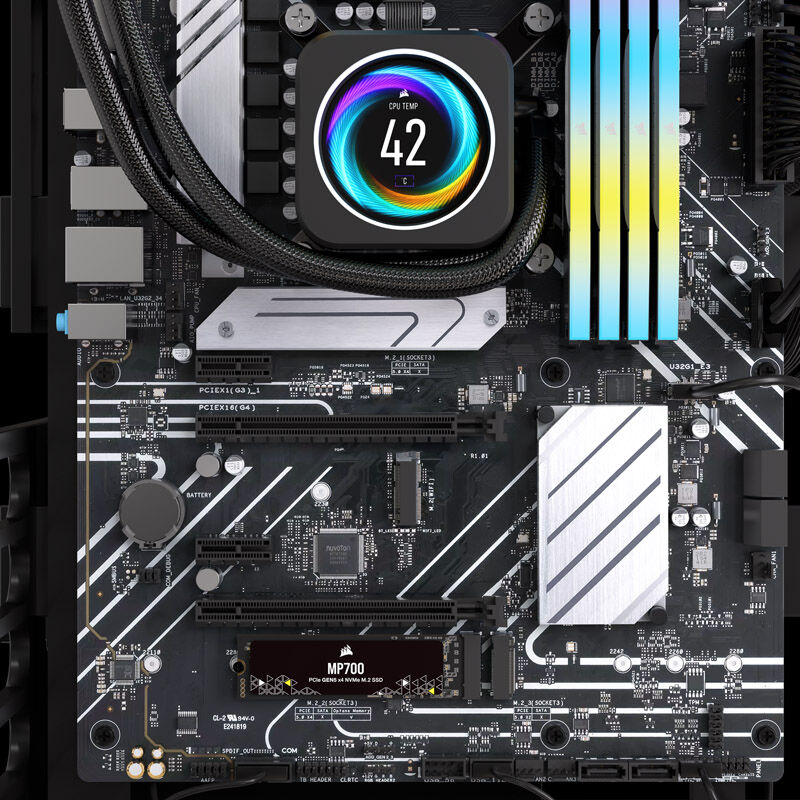 Corsair MP700 NVMe SSD 1 TB PCIe 5.0 M.2 2280 helhetlig oversikt
