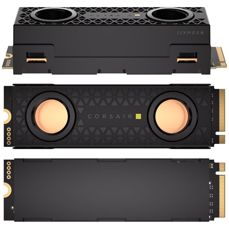 Montert Corsair MP700 Pro Hydro X NVMe SSD 2 TB i vannkjølingssystem