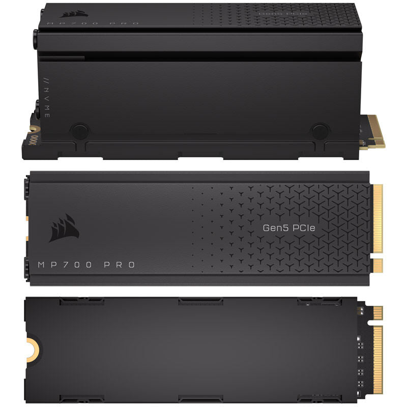 Detalj av Corsair MP700 Pro NVMe SSD 2 TB PCIe 5.0 M.2 med kjøleribbe
