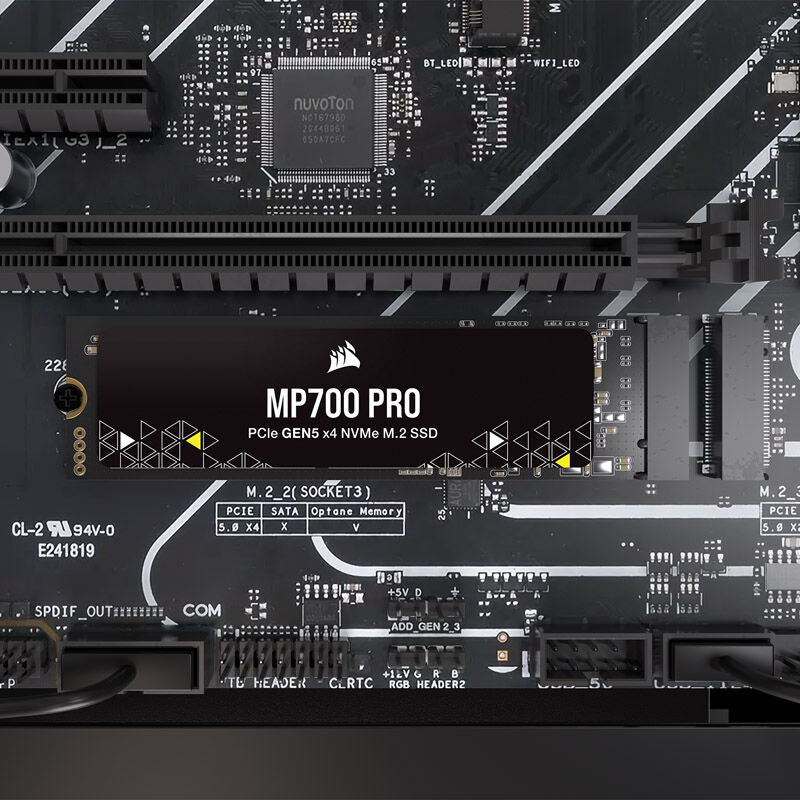 Corsair MP700 Pro NVMe SSD 4 TB PCIe 5.0 M.2 2280 montert i PC