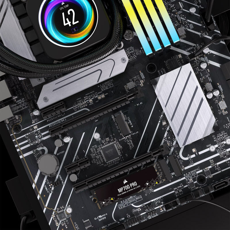 Sideprofil av Corsair MP700 Pro NVMe SSD 4 TB PCIe 5.0 M.2 2280