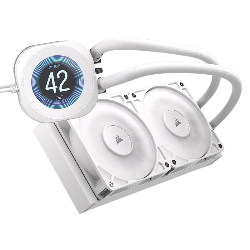 Corsair Nautilus RS 240 LCD ARGB AIO vannkjøling 240 mm hvit forfra