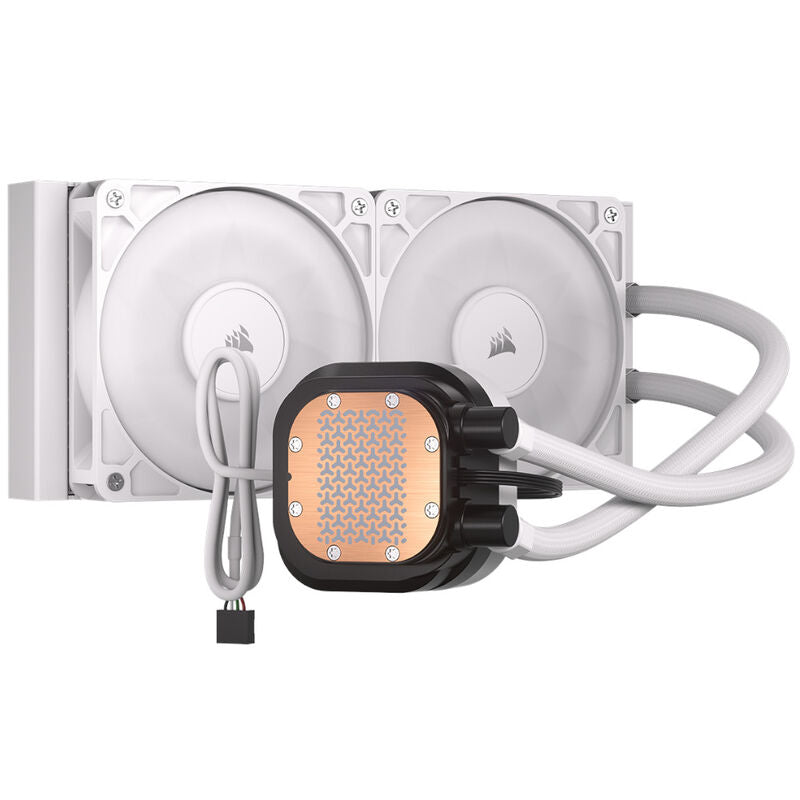 Nærbilde av Corsair Nautilus RS 240 LCD ARGB AIO vannkjøling 240 mm hvit