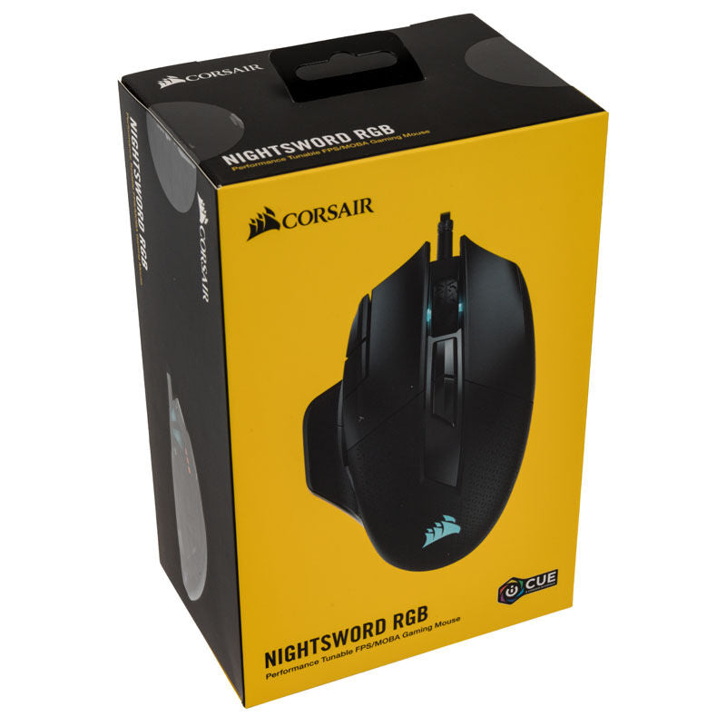Corsair NIGHTSWORD RGB gamingmus kablet 18000 DPI svart sett ovenfra