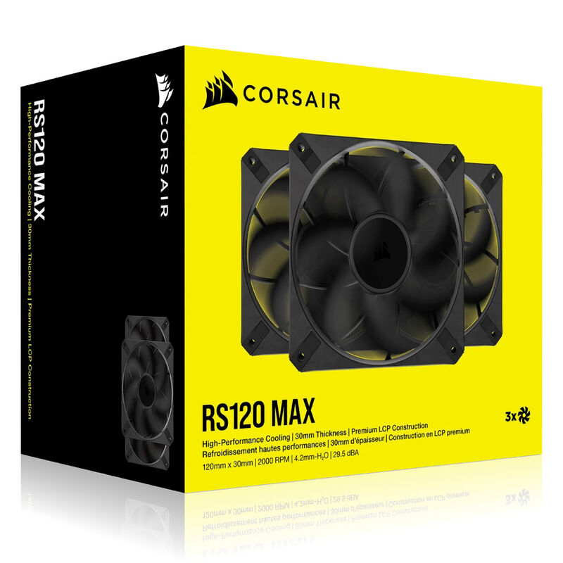 Corsair RS120 Max PWM vifte 120 mm svart detalj av ramme