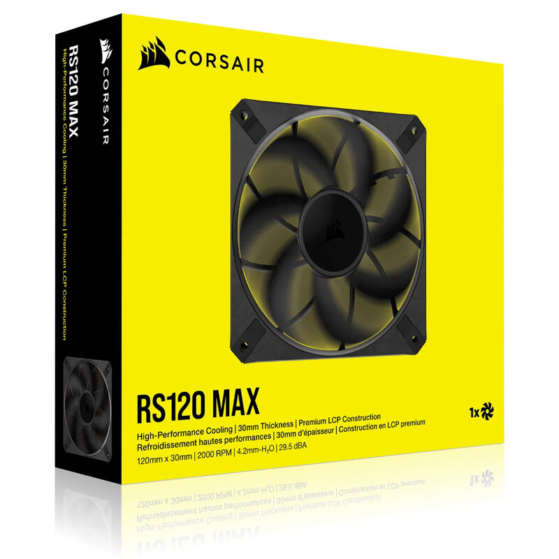 Corsair RS120 Max PWM vifte 120 mm 30 mm svart vinkelbilde