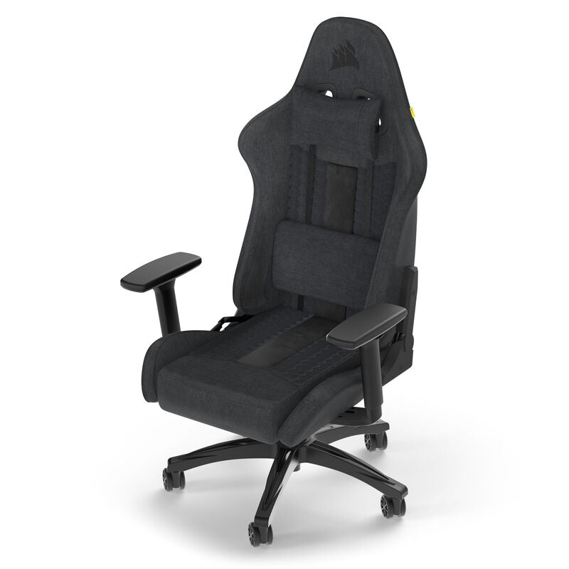 Detalj av stoffpolstring på Corsair TC100 Relaxed gamingstol stoff svart/grå