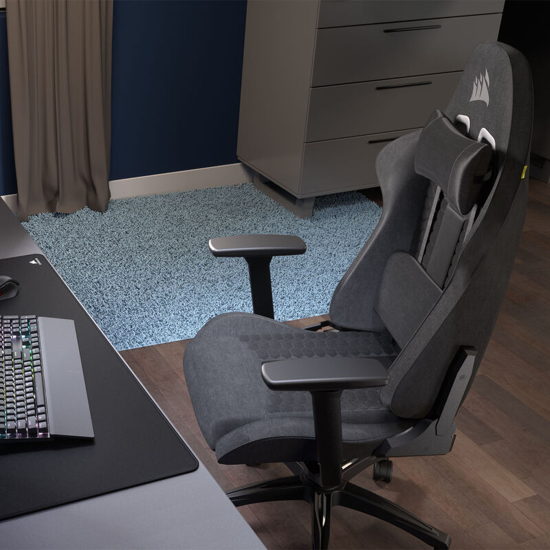 Corsair TC100 Relaxed gamingstol stoff svart/grå med ryggstøtte justert