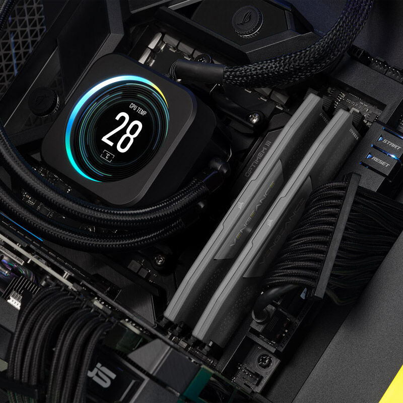 Corsair Vengeance DDR5-5600 CL40 RAM 64 GB EXPO grå montert i hovedkort